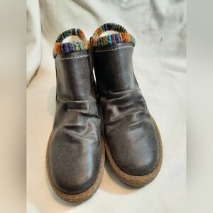Rieker Brown Kids Ankle Boots with Multicolor Knit Cuff